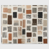 Aardse Boho Abstracte Raster - Handgetekende Textu Cadeaupapier (Vlak)