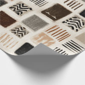 Aardse Boho Abstracte Raster - Handgetekende Textu Cadeaupapier (Hoek)