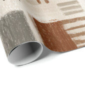 Aardse Boho Abstracte Raster - Handgetekende Textu Cadeaupapier (Rol Hoek)