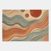 Aardse Boho Abstracte Wavy wervellijnen Inpakpapier Vel (Voorkant 3)