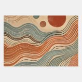 Aardse Boho Abstracte Wavy wervellijnen Inpakpapier Vel (Voorkant)
