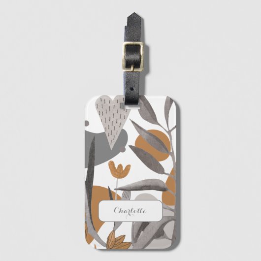 Aardse Boho Botanische Bloemen Bagagelabel (Voorkant (verticaal))
