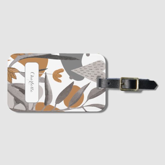 Aardse Boho Botanische Bloemen Bagagelabel (Voorkant (horizontaal))