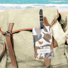 Aardse Boho Botanische Bloemen Bagagelabel