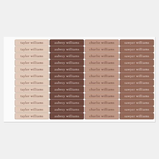 Aardse boho bruine schaduw waterdichte naam labels (Vel)