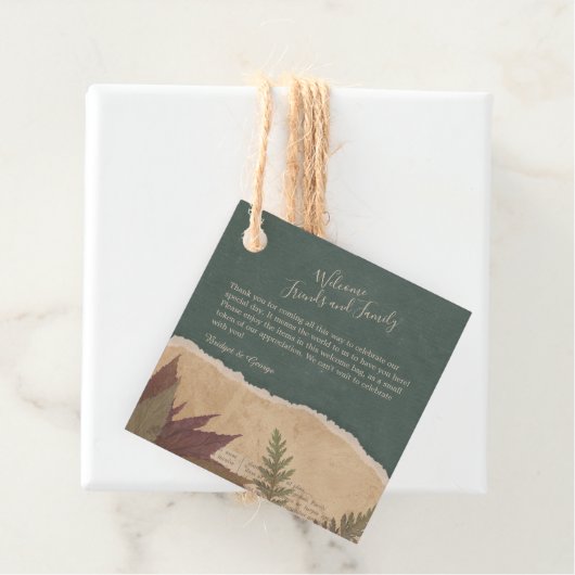 aardse boho chic groen bruiloft bedankjes labels (In situ)