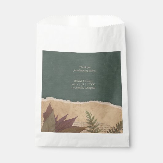 aardse  boho chic groen bruiloft bedankzakje (Voorkant)