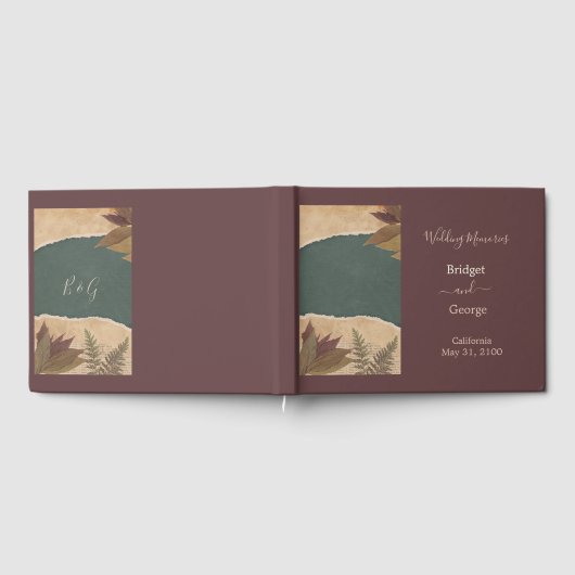 aardse  boho chic groen bruiloft gastenboek (Volledig)