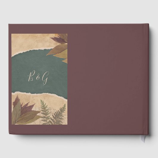 aardse  boho chic groen bruiloft gastenboek (Achterkant)