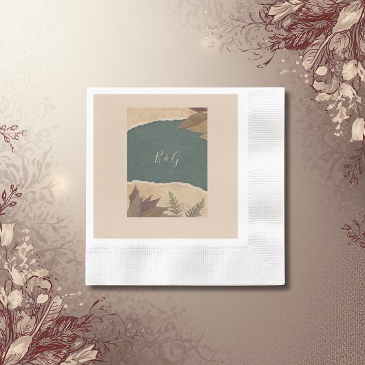 aardse  boho chic groen bruiloft servet