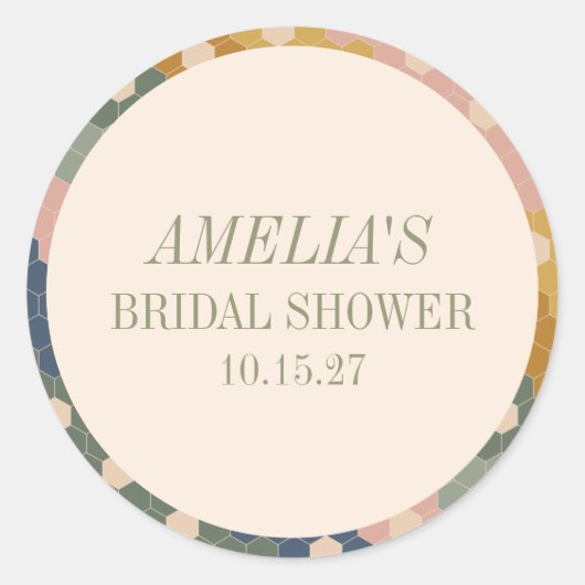 Aardse Boho Chic Vintage Douane Bruidsdouche Ronde Sticker (Voorkant)