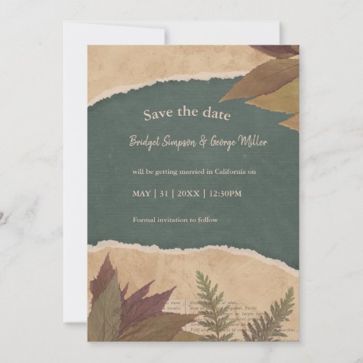 Aardse Boho chique groen veilig de datum (Voorkant)