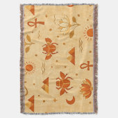 Aardse Boho Egyptisch Patroon-Minimalistische Phar Deken (Voorkant Verticaal)