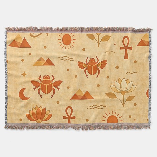 Aardse Boho Egyptisch Patroon-Minimalistische Phar Deken (Voorkant)