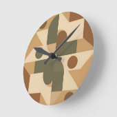 Aardse Boho Geometrische Abstract Ronde Klok (Hoek)