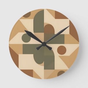 Aardse Boho Geometrische Abstract Ronde Klok