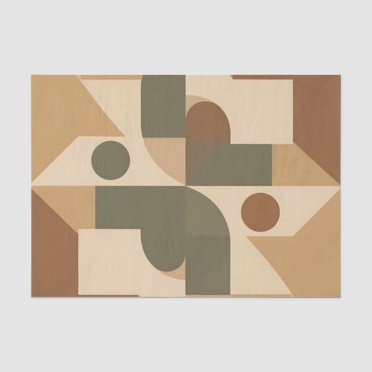 Aardse Boho Geometrische Abstract Tissuepapier (Voorkant)