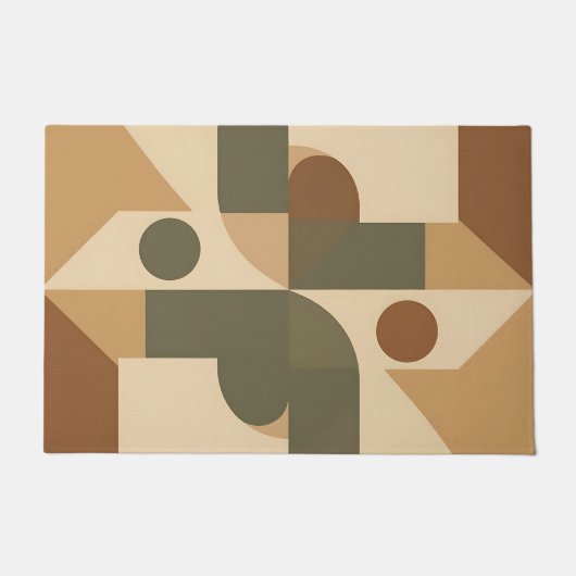Aardse Boho Geometrische Abstracte Deurmat (Voorkant)