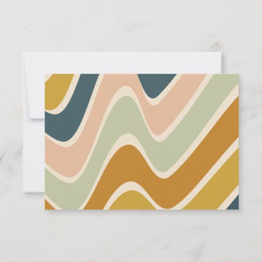 Aardse Boho Golvende Lijnen Teal Huwelijksfeest Bedankkaart (Achterkant)