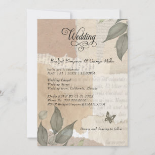 Aardse Boho Greenery eucalyptus Wedding Kaart