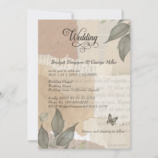 Aardse  Boho Greenery eucalyptus Wedding Kaart (Voorkant)