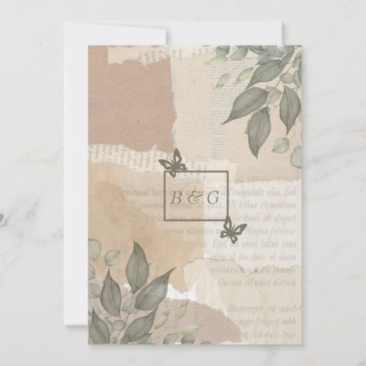 Aardse  Boho Greenery eucalyptus Wedding Kaart (Achterkant)