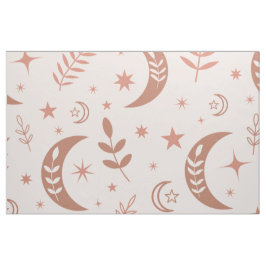 Aardse boho-maanpatroon met sterren en bladeren stof