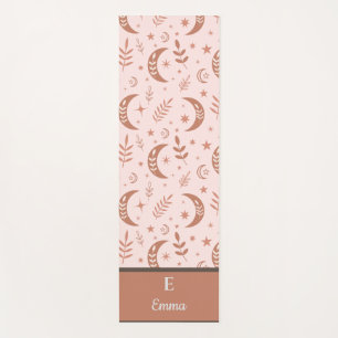 Aardse boho-maanpatroon monogram yogamat