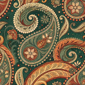 Aardse Boho Paisley Swirl Terracotta Donkergroen Fleece Deken