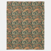 Aardse Boho Paisley Swirl Terracotta Donkergroen Fleece Deken (Voorkant)
