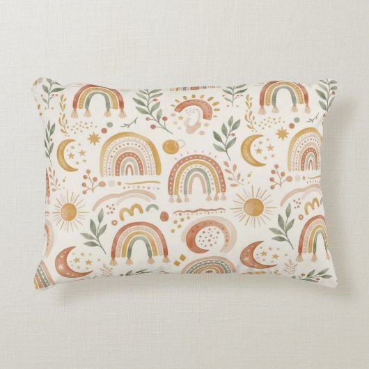 Aardse Boho Regenboog Babykamer Kussen (Voorkant)