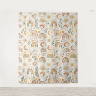 Aardse Boho Regenboog Kinderkamer Wand Tapijt Wandkleed