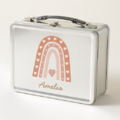 Aardse Boho Regenboog met harten Gepersonaliseerd (Voorkant)