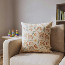 Aardse Boho Regenboog Neutrale Babykamer Kussen