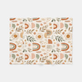 Aardse Boho Regenboog Zon Bloemige Fleece Deken (Voorkant (Horizontaal))