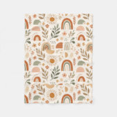 Aardse Boho Regenboog Zon Bloemige Fleece Deken (Voorkant)