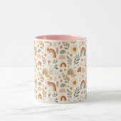 Aardse Boho Regenboog Zon Florale Keramische Mok (Midden)