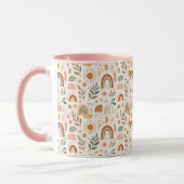 Aardse Boho Regenboog Zon Florale Keramische Mok (Links)