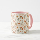 Aardse Boho Regenboog Zon Florale Keramische Mok (Voorkant rechts)