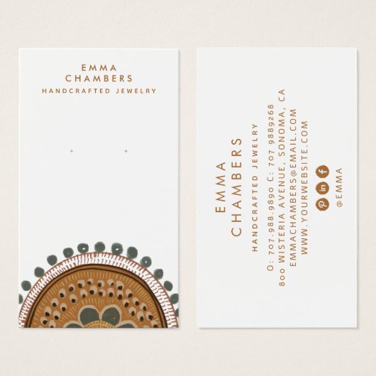 Aardse Boho Rustica Oorbel Sieraden display Kaart (Voorkant /achterkant)