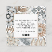 Aardse Boho Shapes Vierkante Visitekaartje (Achterkant)