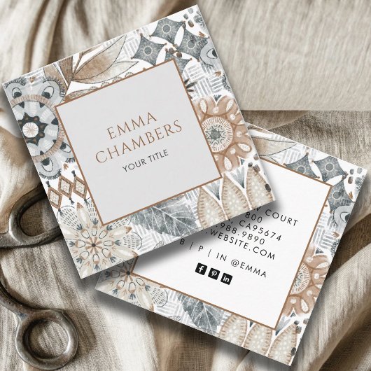 Aardse Boho Shapes Vierkante Visitekaartje