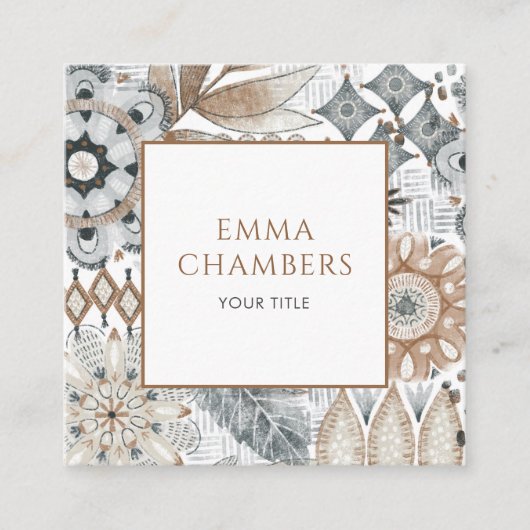 Aardse Boho Shapes Vierkante Visitekaartje (Voorkant)