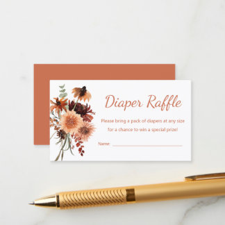 Aardse Boho Terracotta Bloemrijke Luierraffle Informatiekaartje