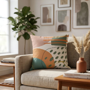 Aardse Boho Terracotta Teal Moderne Abstracte Kuns Kussen