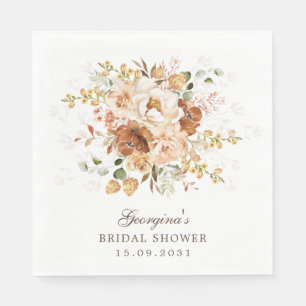 Aardse Boho Terracotta Verbrand Oranje Bloem Tuin Servet