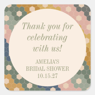 Aardse Boho Vintage Aangepaste Bruidsdouche Dank J Vierkante Sticker