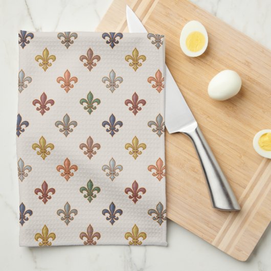Aardse boslandschappen Fleur-de-lis ontwerp Licht Theedoek (Quarter Fold)