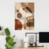 Aardse Botanische Abstracte Kunstposter | Organisc Poster (Thuiskantoor)