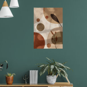 Aardse Botanische Abstracte Kunstposter Organisc Poster
